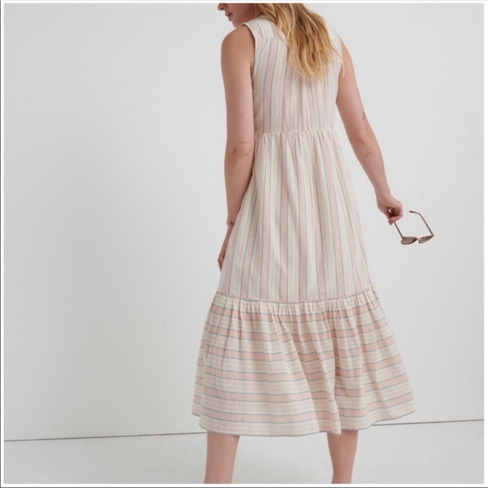 NWT lucky brand Luna cotton sun maxi dress striped summer tiered empire waist - Picture 5 of 15